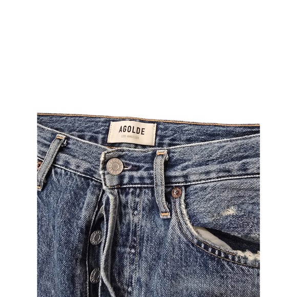 AGOLDE Riley High Rise Straight Leg Jeans Medium Wash Button Fly Size 24 - Picture 4 of 9